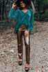 Elegant V Neck Velvet Peplum Puff Sleeve Blouse