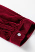 Elegant Velvet Asymmetric Button Detail Keyhole Neck Blouse