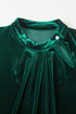 Elegant Velvet Asymmetric Button Detail Keyhole Neck Blouse