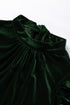 Elegant Velvet Mock Neck Keyhole Puff Sleeve Blouse