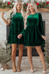 Elegant Velvet Sequin Puff Sleeve Tiered Mini Dress