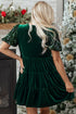Elegant Velvet Sequin Puff Sleeve Tiered Mini Dress