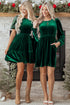 Elegant Velvet Sequin Puff Sleeve Tiered Mini Dress