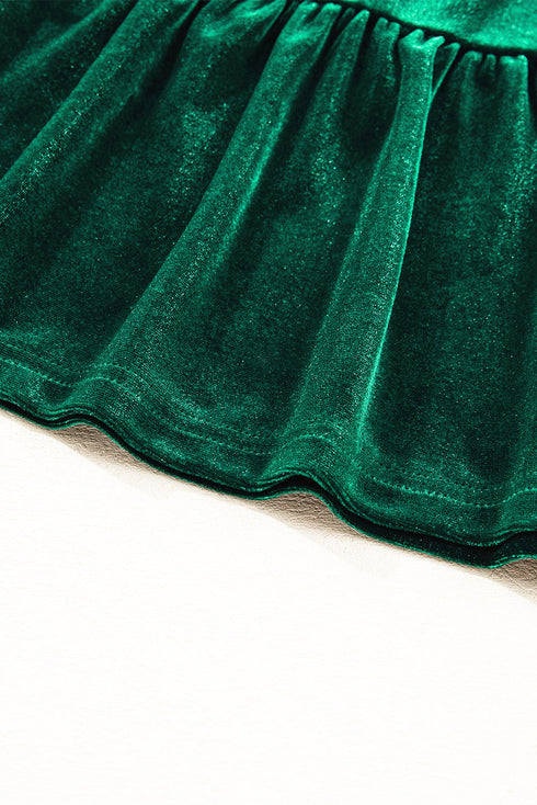 Elegant Velvet Sequin Puff Sleeve Tiered Mini Dress