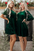 Elegant Velvet Sequin Puff Sleeve Tiered Mini Dress