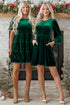 Elegant Velvet Sequin Puff Sleeve Tiered Mini Dress
