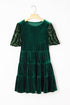 Elegant Velvet Sequin Puff Sleeve Tiered Mini Dress