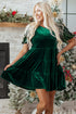 Elegant Velvet Sequin Puff Sleeve Tiered Mini Dress