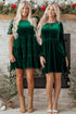 Elegant Velvet Sequin Puff Sleeve Tiered Mini Dress