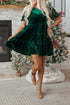 Elegant Velvet Sequin Puff Sleeve Tiered Mini Dress
