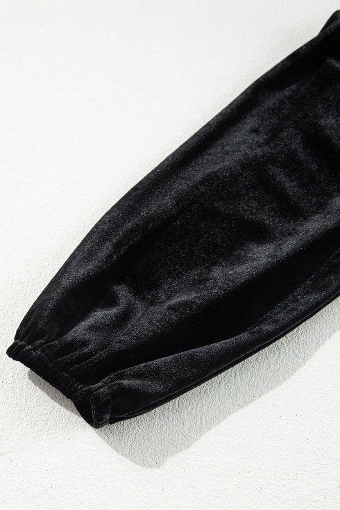 Elegant Velvet Surplice Long Sleeve High Waist Mini Dress
