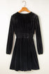 Elegant Velvet Surplice Long Sleeve High Waist Mini Dress