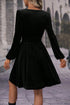 Elegant Velvet Surplice Long Sleeve High Waist Mini Dress