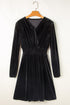 Elegant Velvet Surplice Long Sleeve High Waist Mini Dress