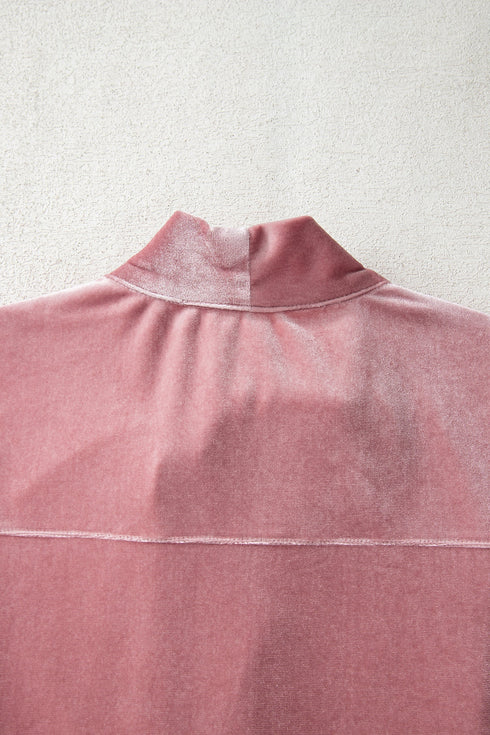 Elegant Velvet Tie Neck Puff Sleeve Blouse