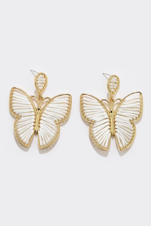 Elegant Woven Alloy Butterfly Stud Earrings
