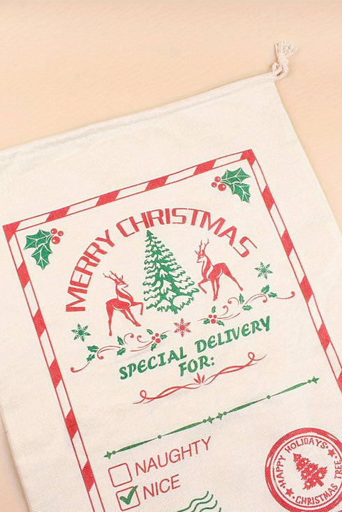 Elk Graphic Print Drawstring Reusable Gift Sack