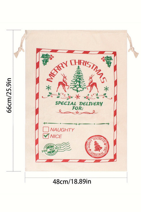 Elk Graphic Print Drawstring Reusable Gift Sack