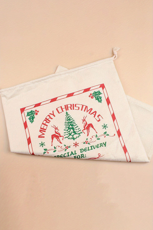 Elk Graphic Print Drawstring Reusable Gift Sack