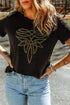 Embellished Abstract Scroll Graphic Short Sleeve Tee