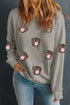 Embellished Baseball Glove Patch Crewneck Sweatshirt