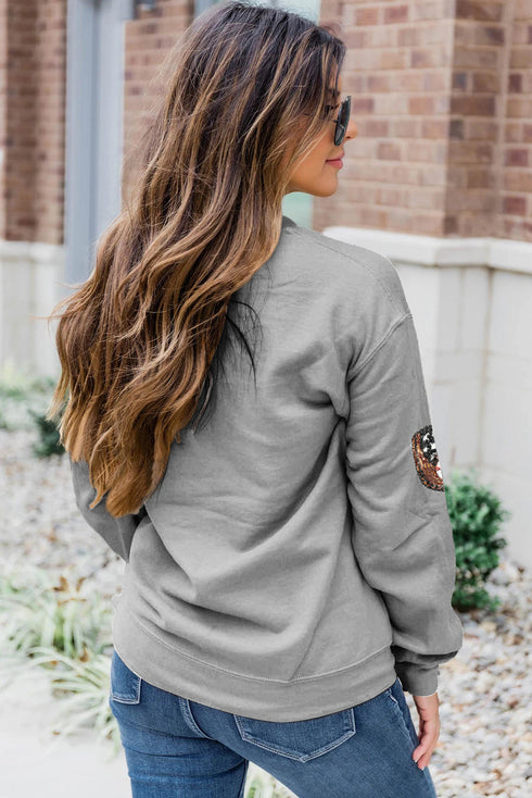 Embellished Baseball Glove Patch Crewneck Sweatshirt