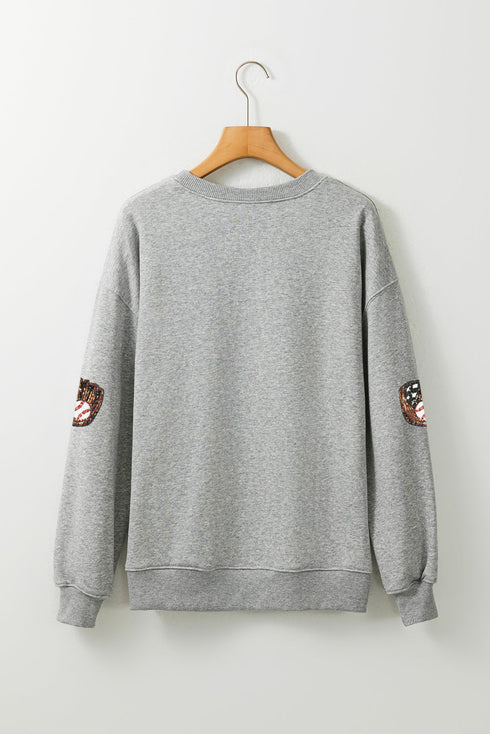 Embellished Baseball Glove Patch Crewneck Sweatshirt