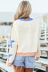 Embellished Football Graphic Star Sleeve Pullover Sweatshirt