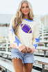 Embellished Football Graphic Star Sleeve Pullover Sweatshirt