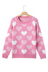 Embellished Heart Motif Soft Knit Crew Neck Sweater