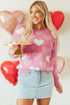 Embellished Heart Motif Soft Knit Crew Neck Sweater