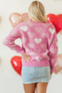 Embellished Heart Motif Soft Knit Crew Neck Sweater
