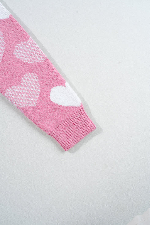 Embellished Heart Motif Soft Knit Crew Neck Sweater