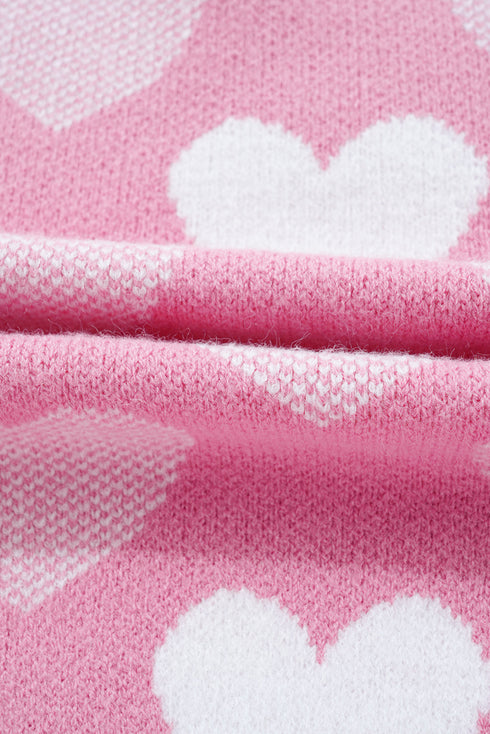 Embellished Heart Motif Soft Knit Crew Neck Sweater