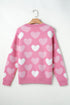 Embellished Heart Motif Soft Knit Crew Neck Sweater