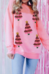 Embellished Holiday Tree Graphic Relaxed Fit Pullover Sweatshirt