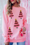 Embellished Holiday Tree Graphic Relaxed Fit Pullover Sweatshirt