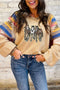 Embellished Horse Graphic Western Print Sleeve Sweatshirt