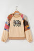 Embellished Horse Graphic Western Print Sleeve Sweatshirt
