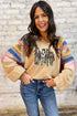 Embellished Horse Graphic Western Print Sleeve Sweatshirt
