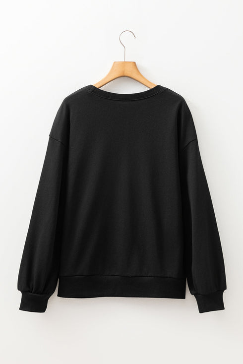 Embellished Long Sleeve Crew Neck Pullover Sweatshirt