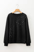 Embellished Long Sleeve Crew Neck Pullover Sweatshirt