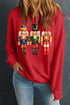 Embellished Nutcracker Trio Graphic Crew Neck Sweatshirt
