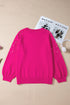 Embellished Pearl Raglan Sleeve Solid Knit Sweater