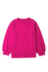 Embellished Pearl Raglan Sleeve Solid Knit Sweater