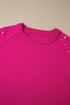 Embellished Pearl Raglan Sleeve Solid Knit Sweater