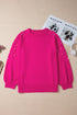 Embellished Pearl Raglan Sleeve Solid Knit Sweater