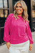 Embellished Pearl Raglan Sleeve Solid Knit Sweater