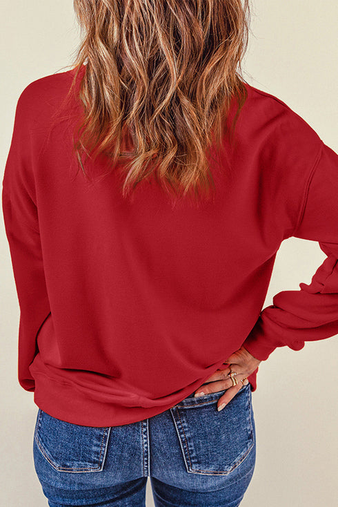 Embellished Santa Graphic Chenille Patch Pullover Sweatshirt