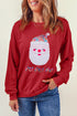 Embellished Santa Graphic Chenille Patch Pullover Sweatshirt